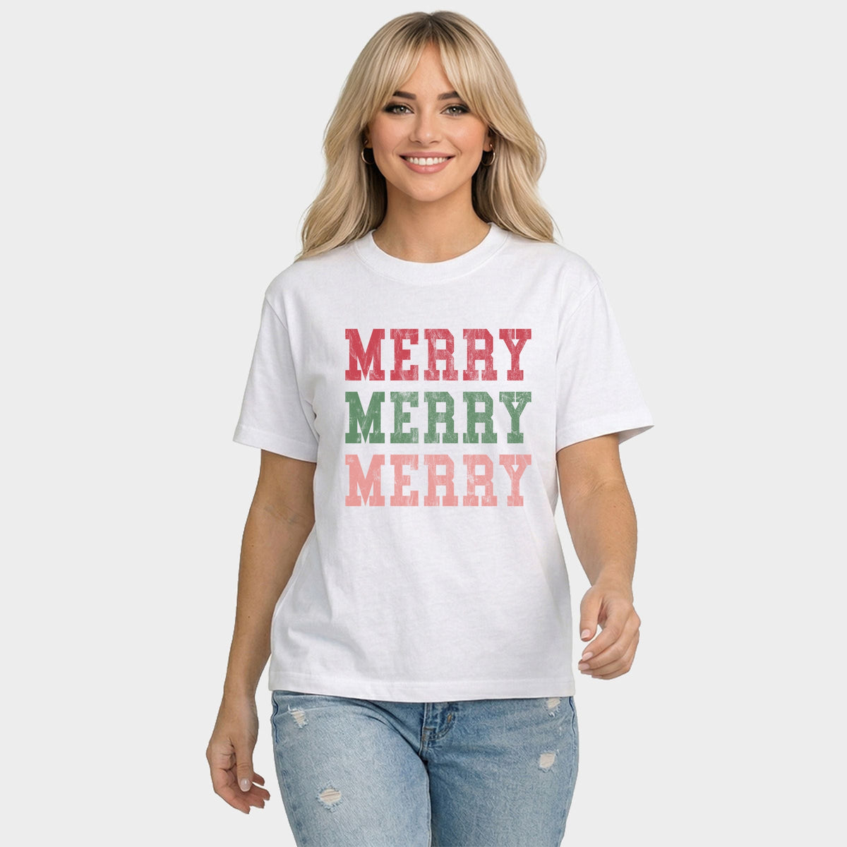 Merry Varsity Stacked - Women's Relaxed Boxy Tee