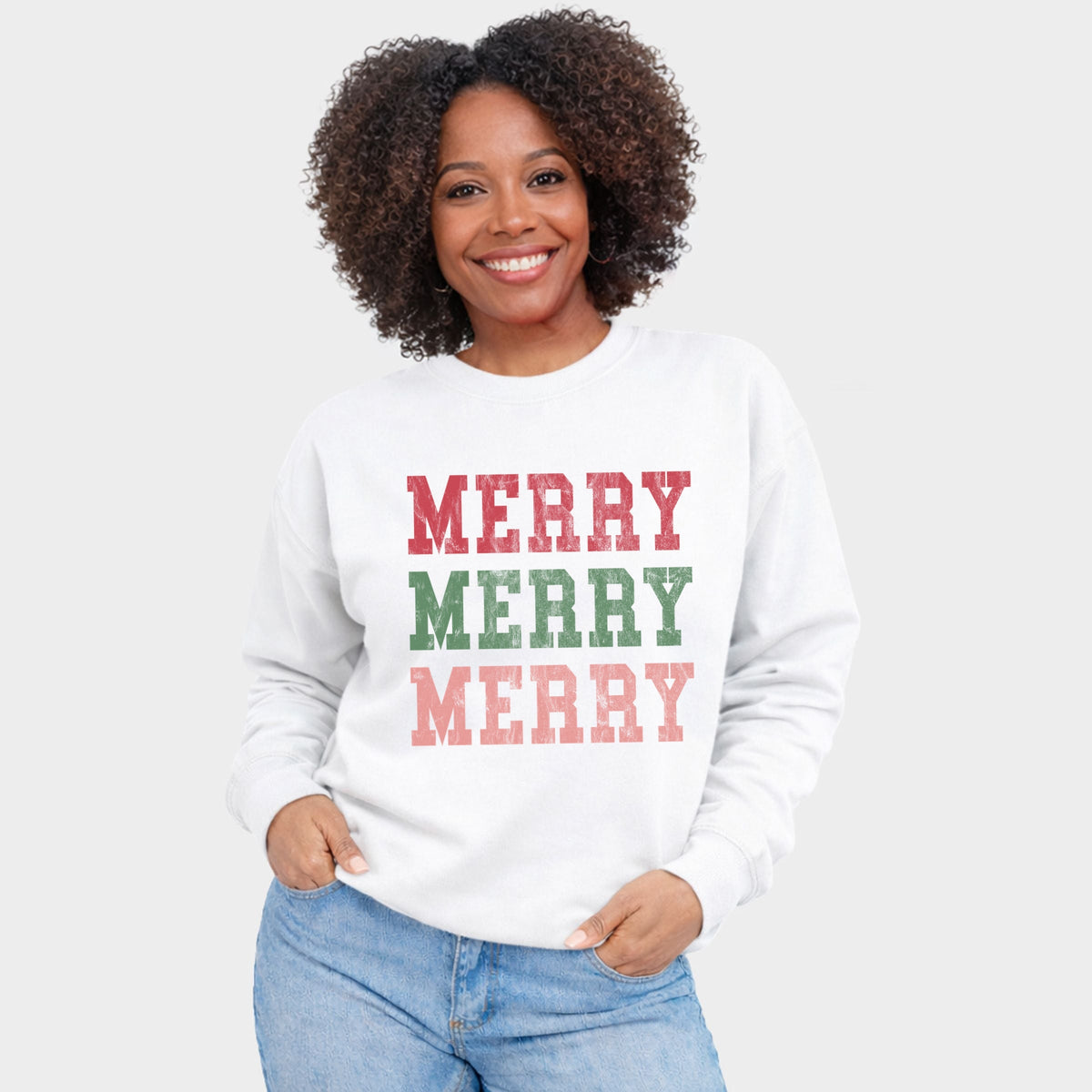 Merry Varsity Stacked - Women's Graphic Sweatshirt