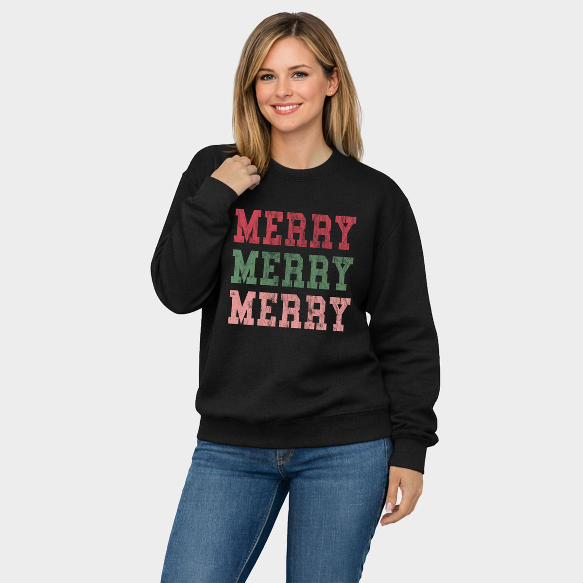 Merry Varsity Stacked - Women's Graphic Sweatshirt
