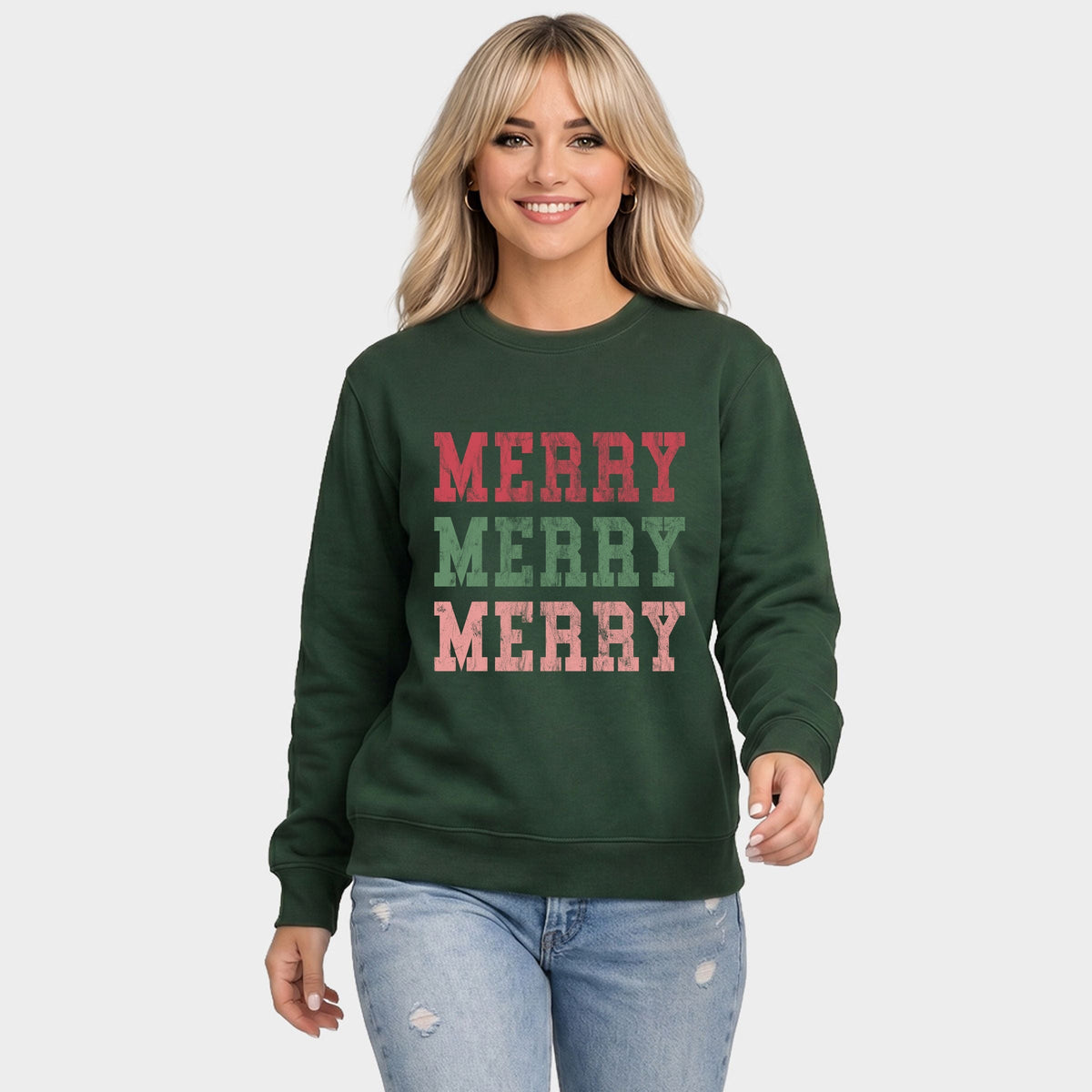 Merry Varsity Stacked - Women's Graphic Sweatshirt