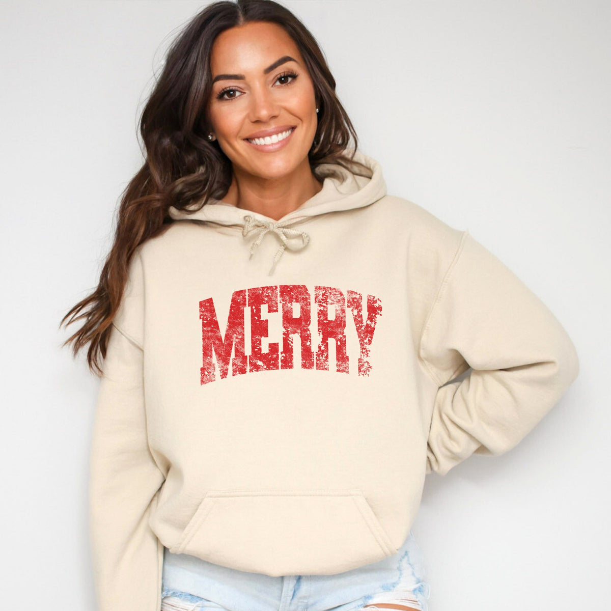 Merry Arched Distressed - Women's Graphic Hoodie
