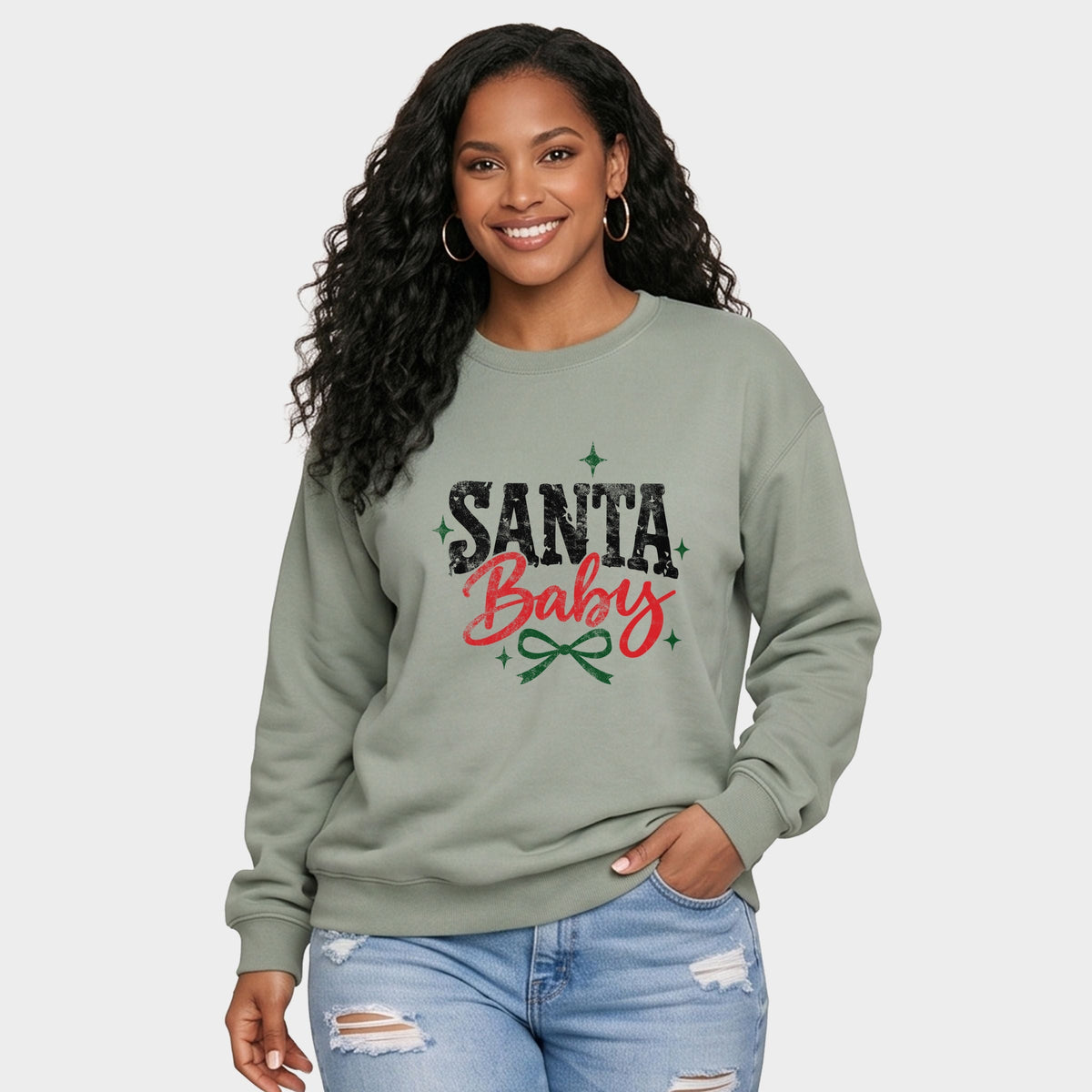 Santa Baby Bow - Women's Graphic Sweatshirt