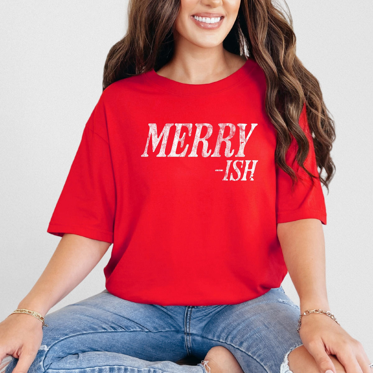 Merry-Ish Distressed - Women's Garment Dyed Graphic T-Shirt