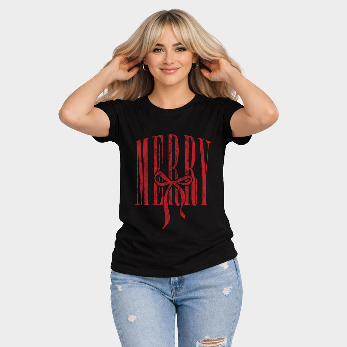 Merry Arched Bow - Women's Short Sleeve Graphic T-Shirt