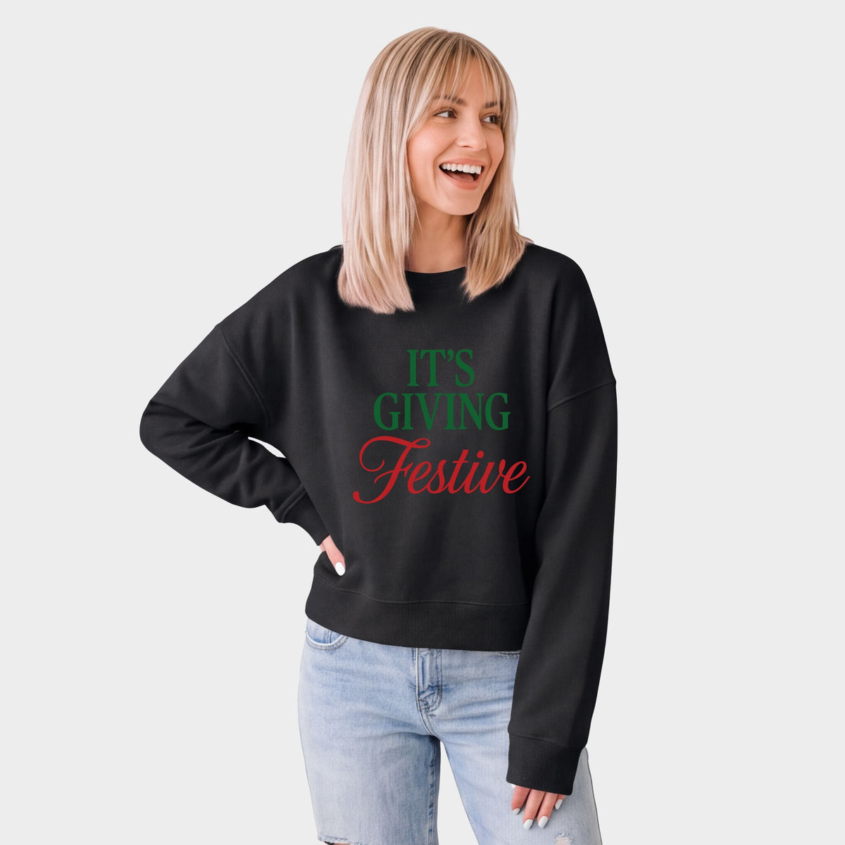 It's Giving Festive - Women's Cropped Sweatshirt