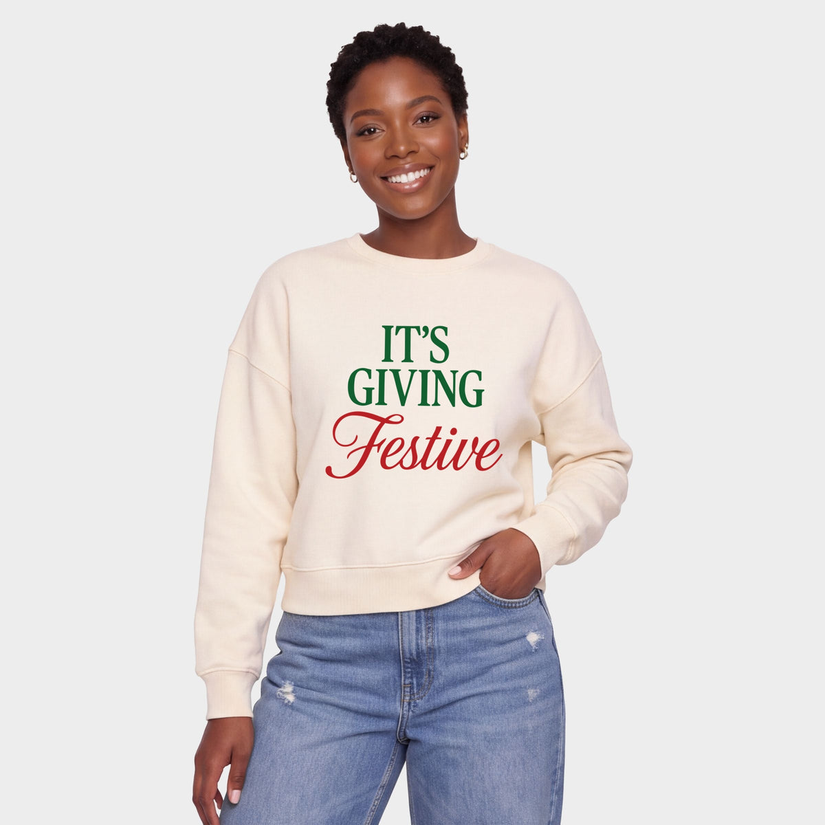 It's Giving Festive - Women's Cropped Sweatshirt