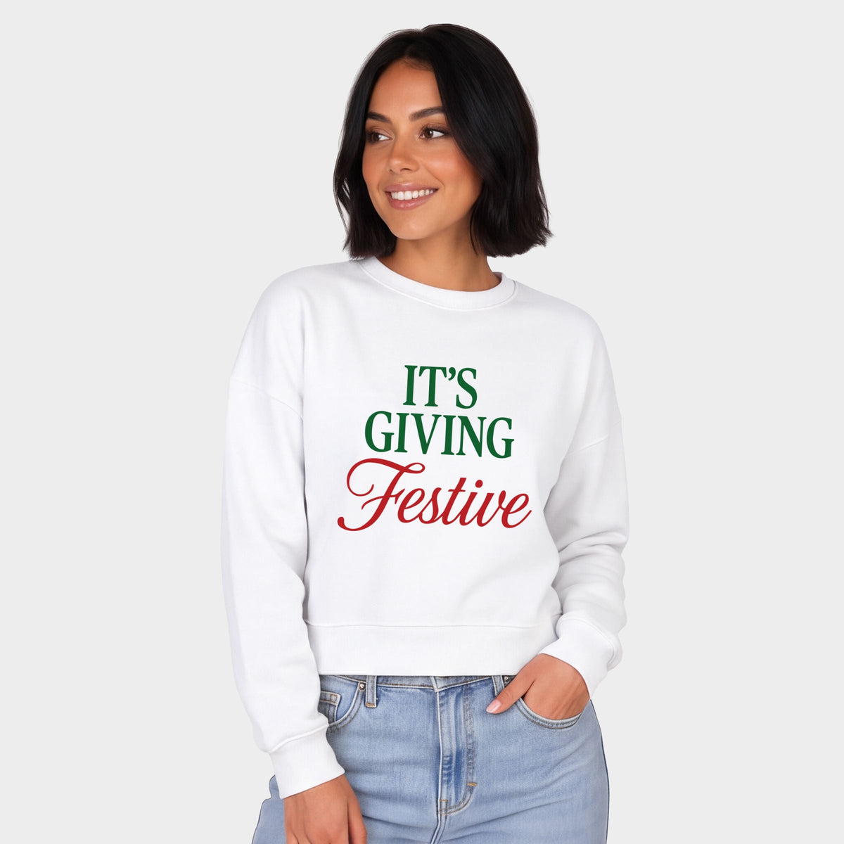 It's Giving Festive - Women's Cropped Sweatshirt
