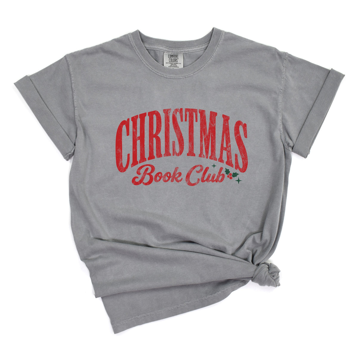 Christmas Book Club Arched - Women's Garment Dyed Graphic T-Shirt