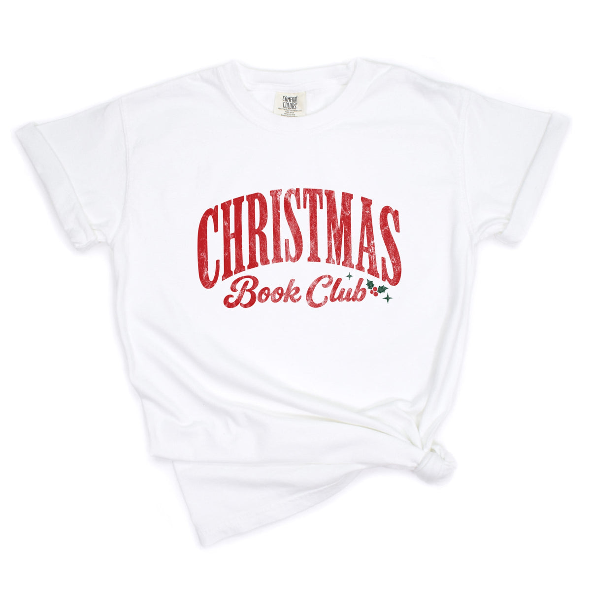 Christmas Book Club Arched - Women's Garment Dyed Graphic T-Shirt