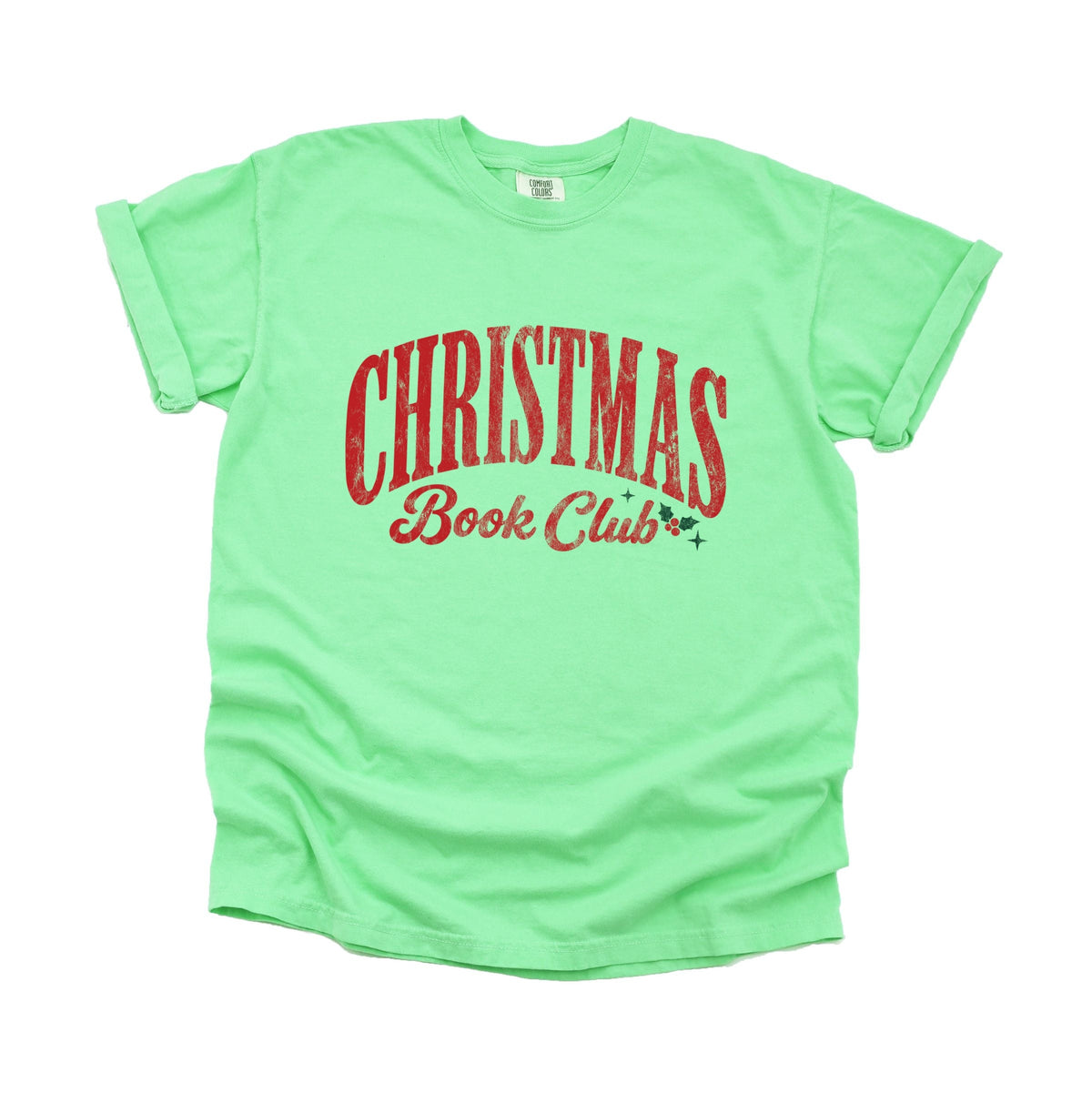 Christmas Book Club Arched - Women's Garment Dyed Graphic T-Shirt