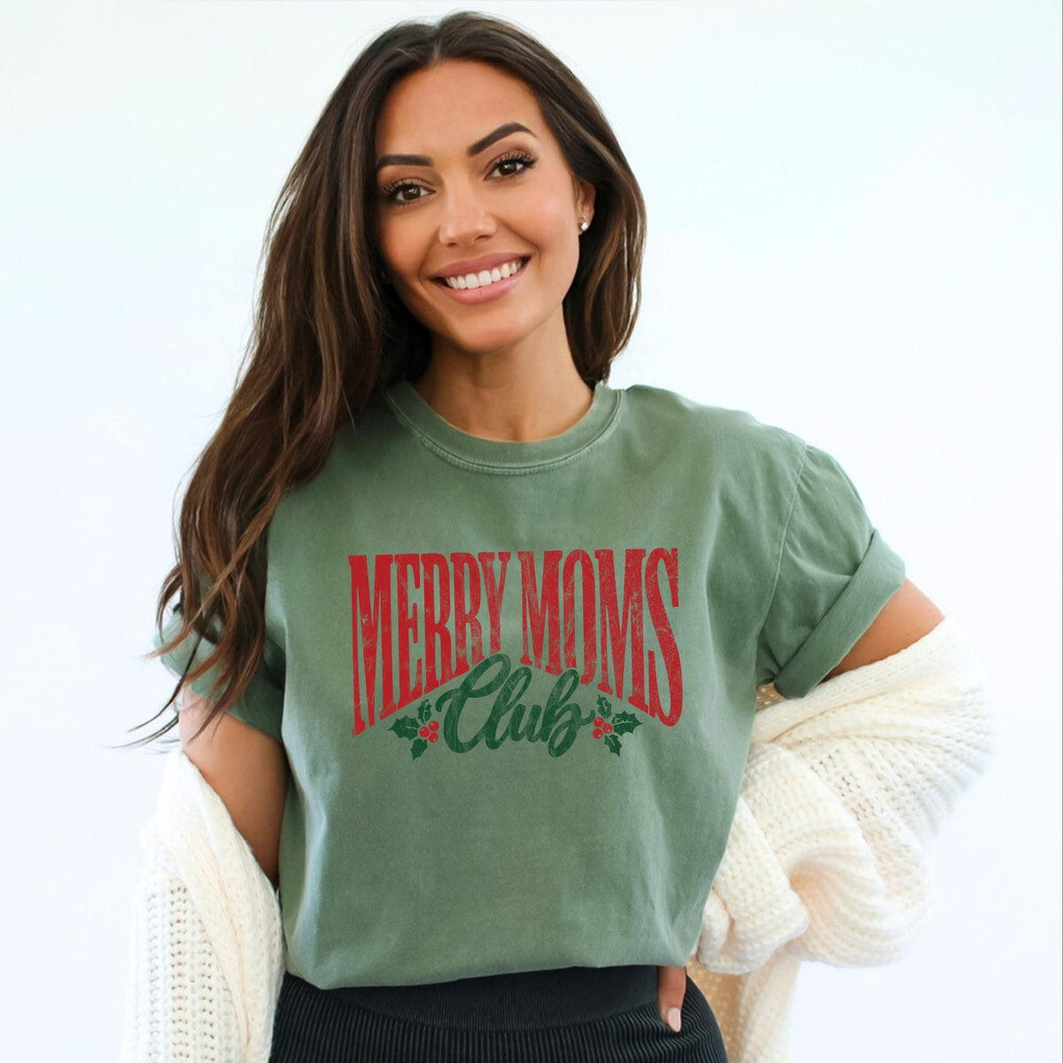 Merry Moms Club - Women's Garment Dyed Graphic T-Shirt