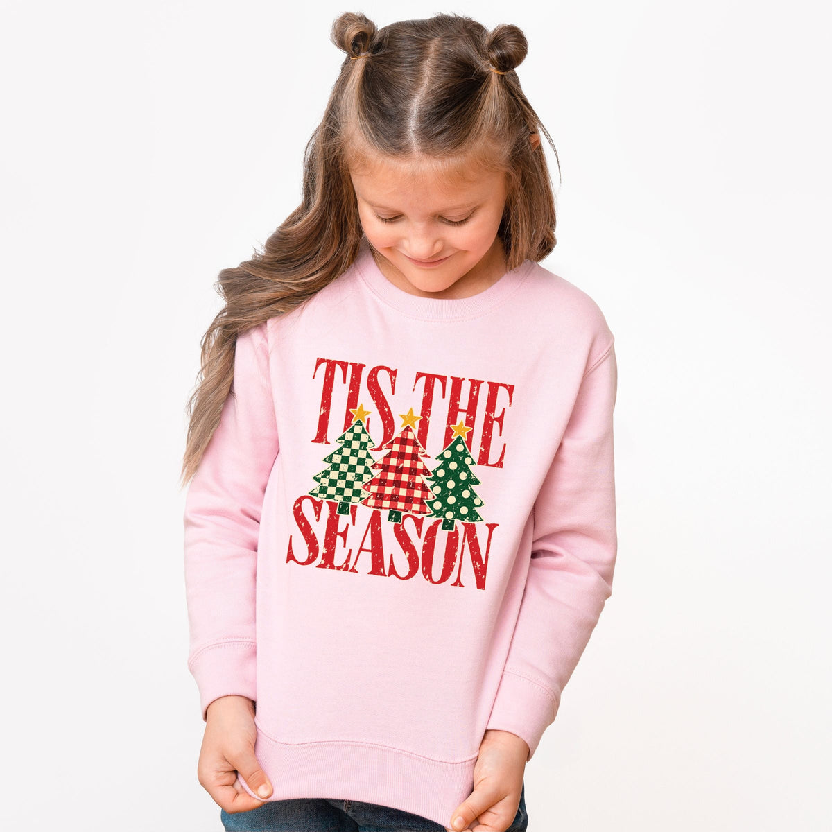 Tis The Season Checkered Trees - Youth Graphic Sweatshirt
