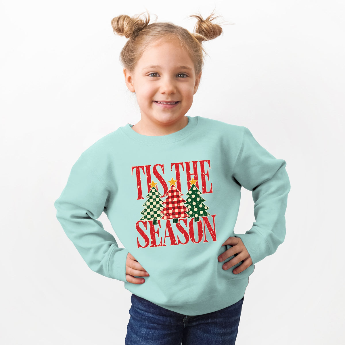 Tis The Season Checkered Trees - Toddler Graphic Sweatshirt