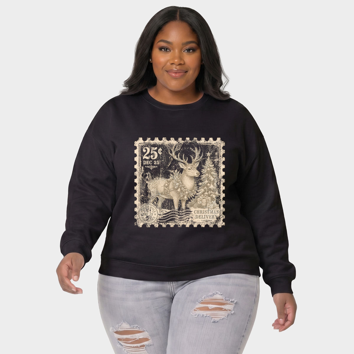 Reindeer Stamp - Women's Plus Sweatshirt