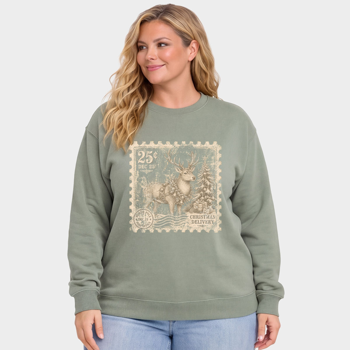 Reindeer Stamp - Women's Plus Sweatshirt