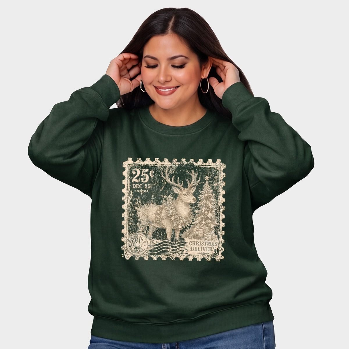 Reindeer Stamp - Women's Plus Sweatshirt