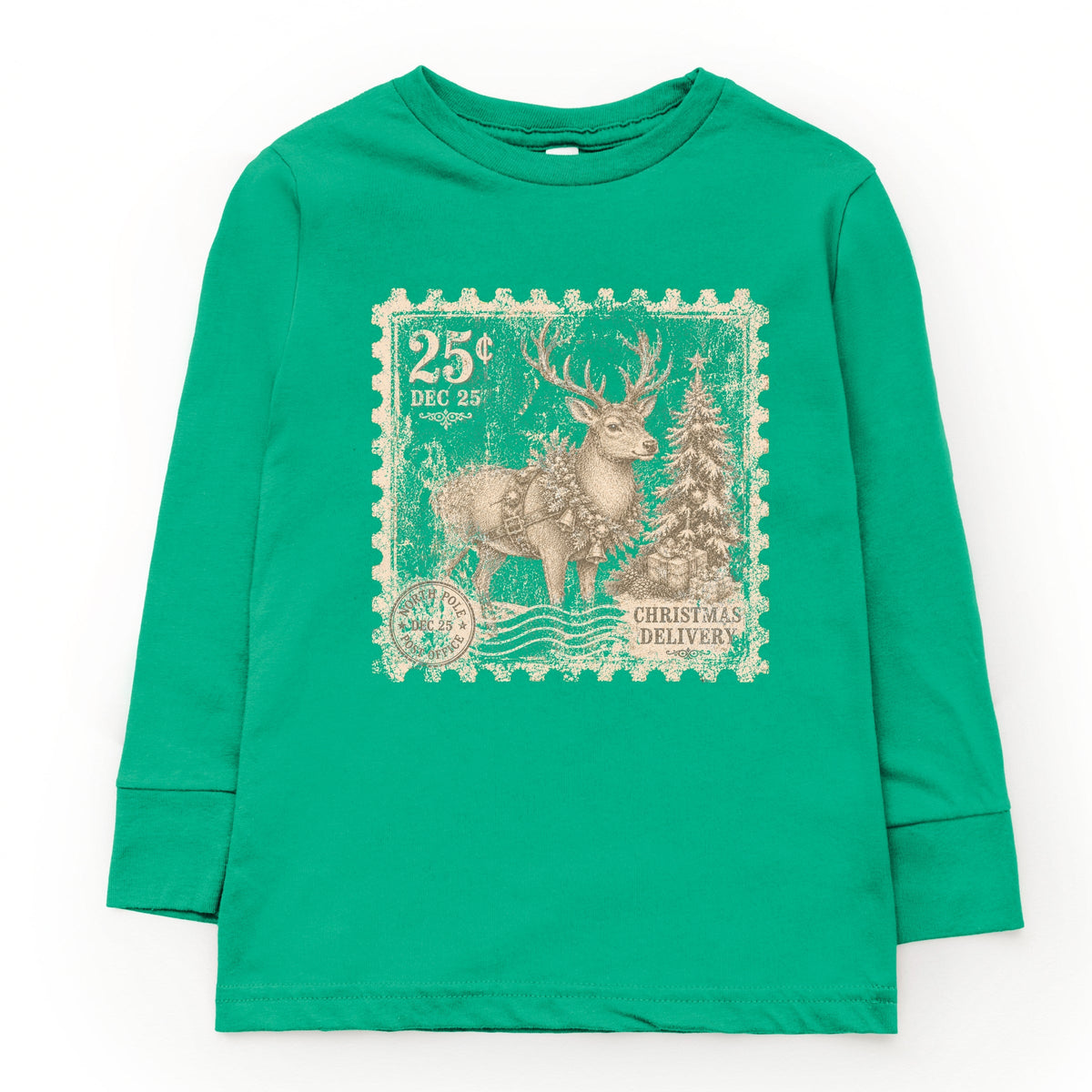 Reindeer Stamp - Youth Long Sleeve Graphic T-Shirt