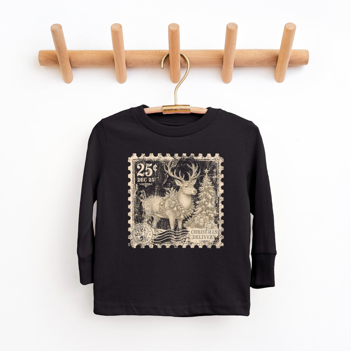 Reindeer Stamp - Youth Long Sleeve Graphic T-Shirt