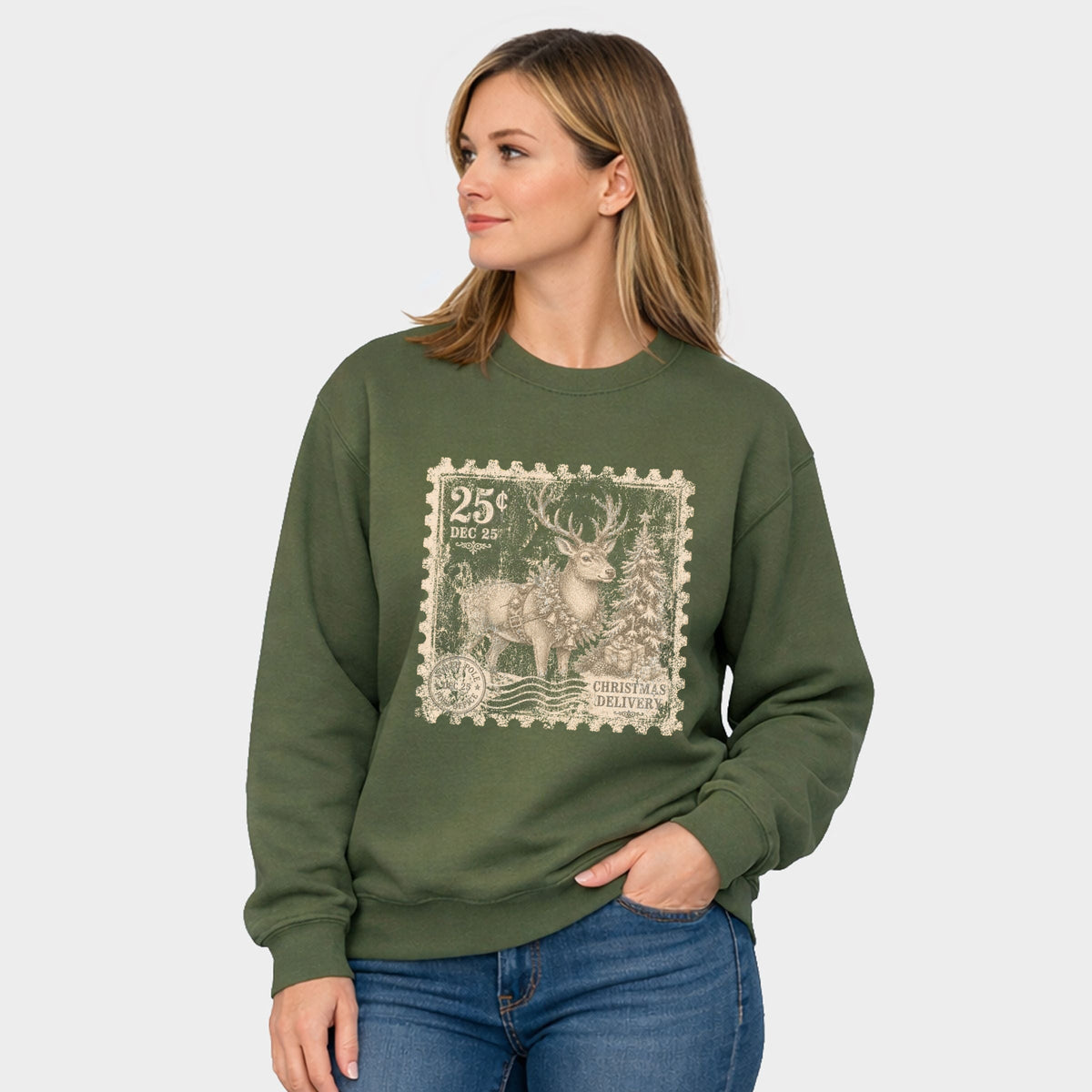 Reindeer Stamp - Women's Graphic Sweatshirt