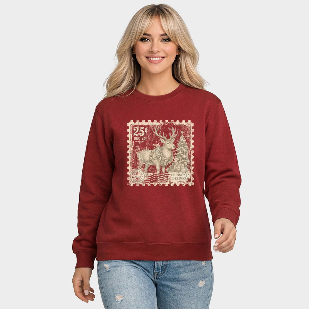 Reindeer Stamp - Women's Graphic Sweatshirt