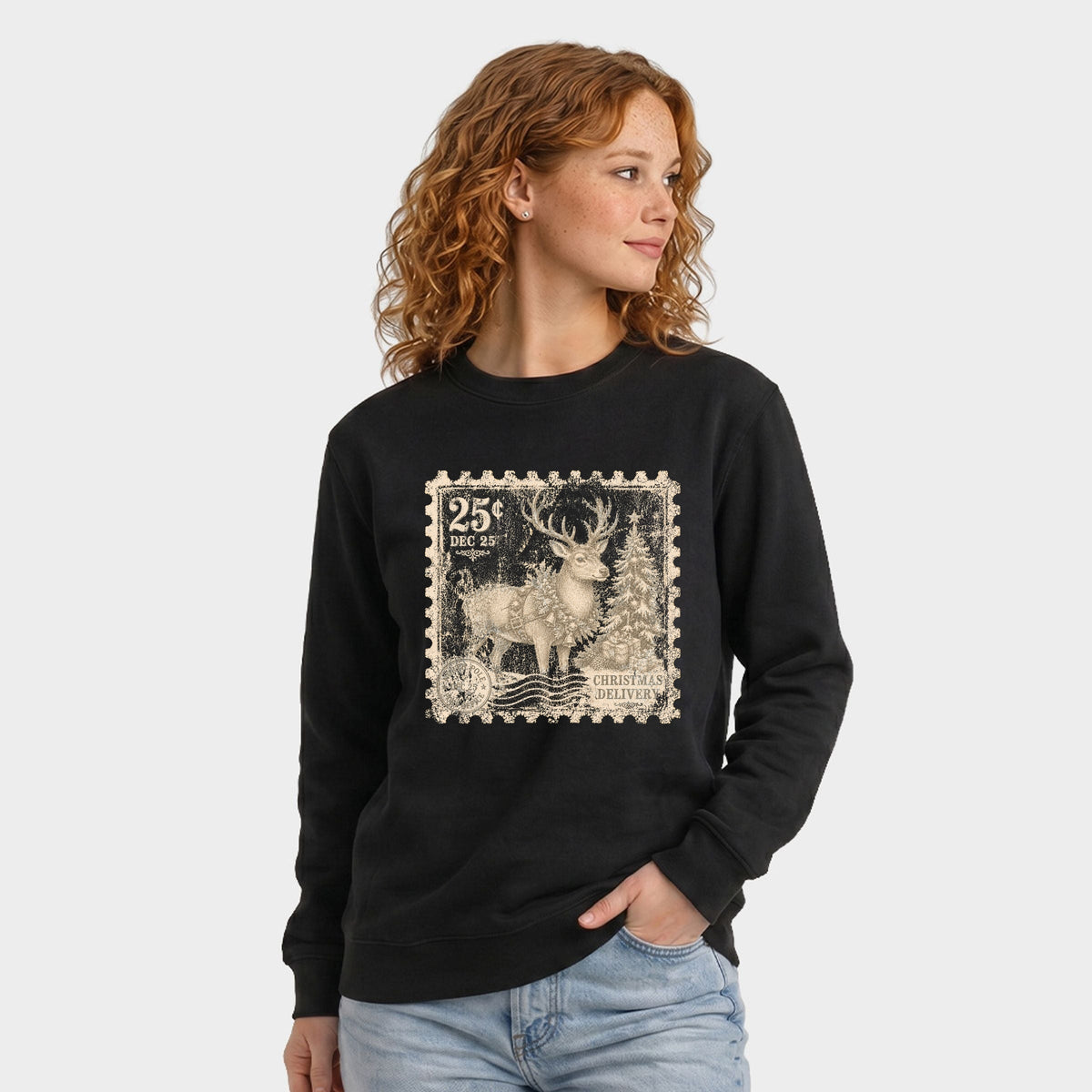 Reindeer Stamp - Women's Graphic Sweatshirt
