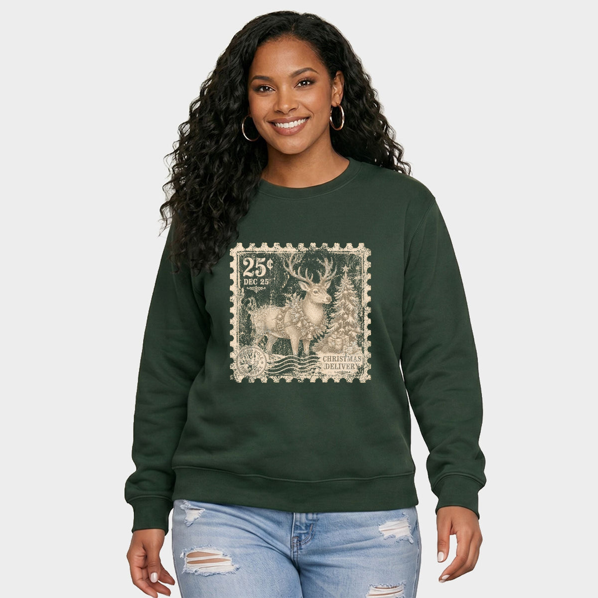 Reindeer Stamp - Women's Graphic Sweatshirt