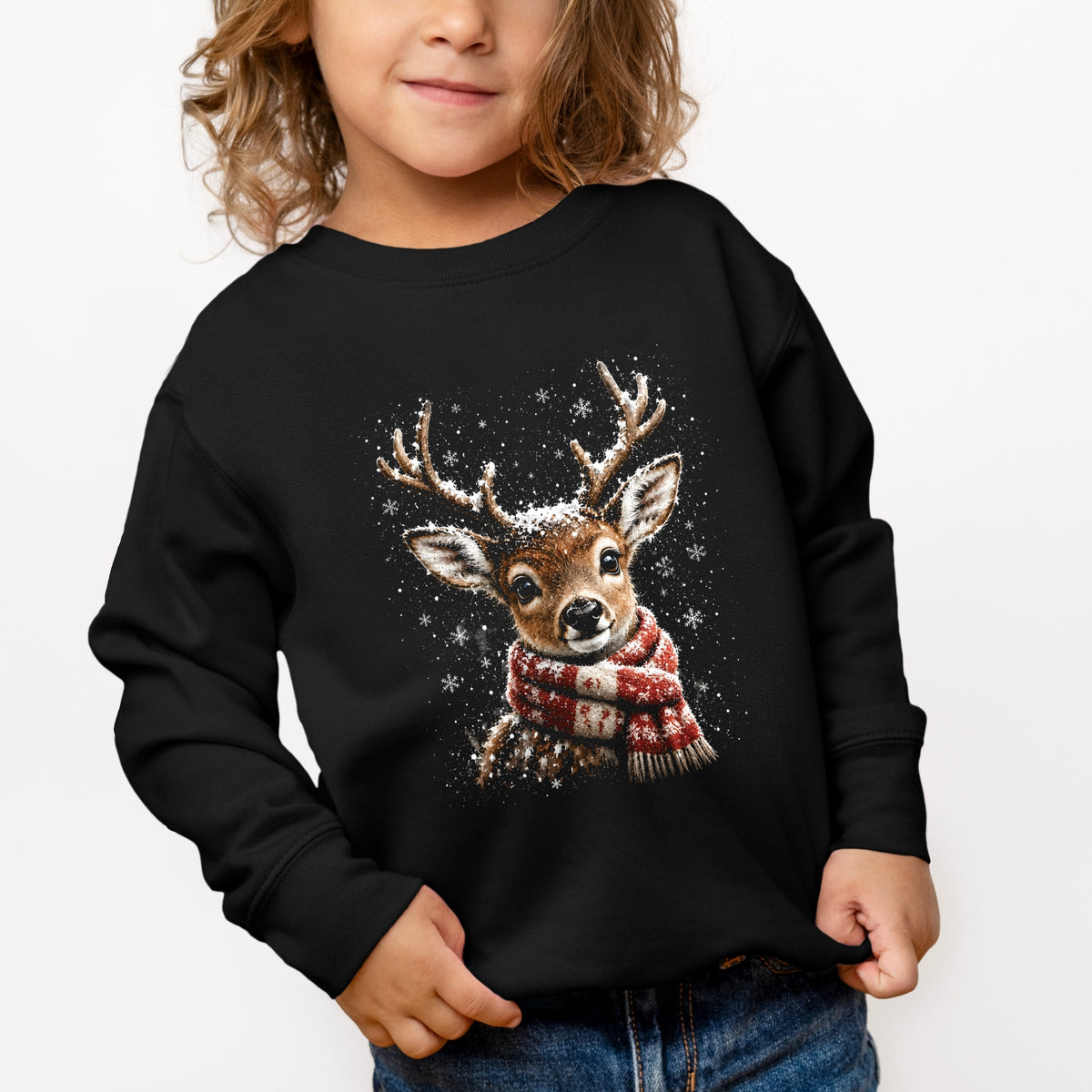 Reindeer Scarf - Toddler Graphic Sweatshirt