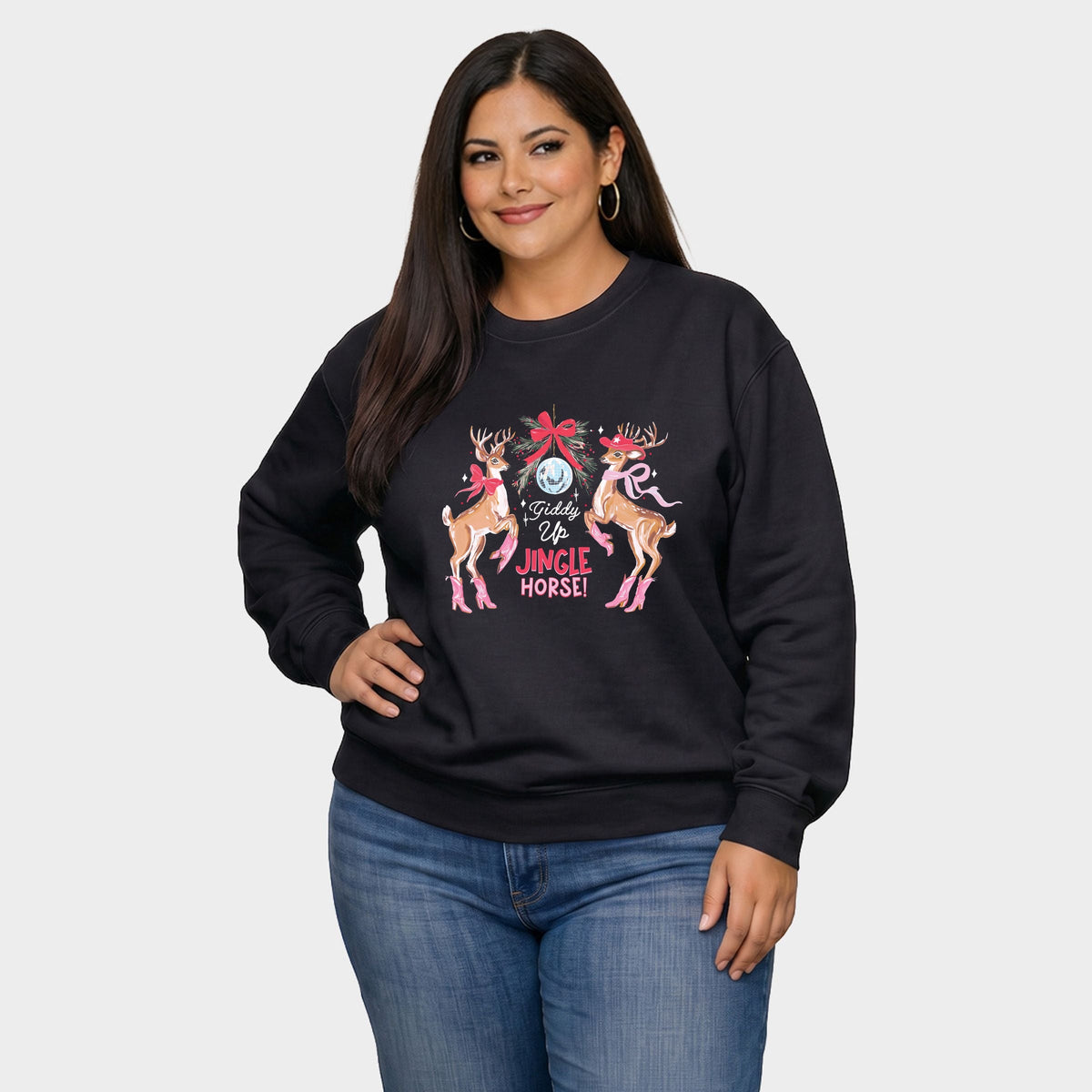 Giddy Up Jingle Horse Reindeer - Women's Plus Sweatshirt