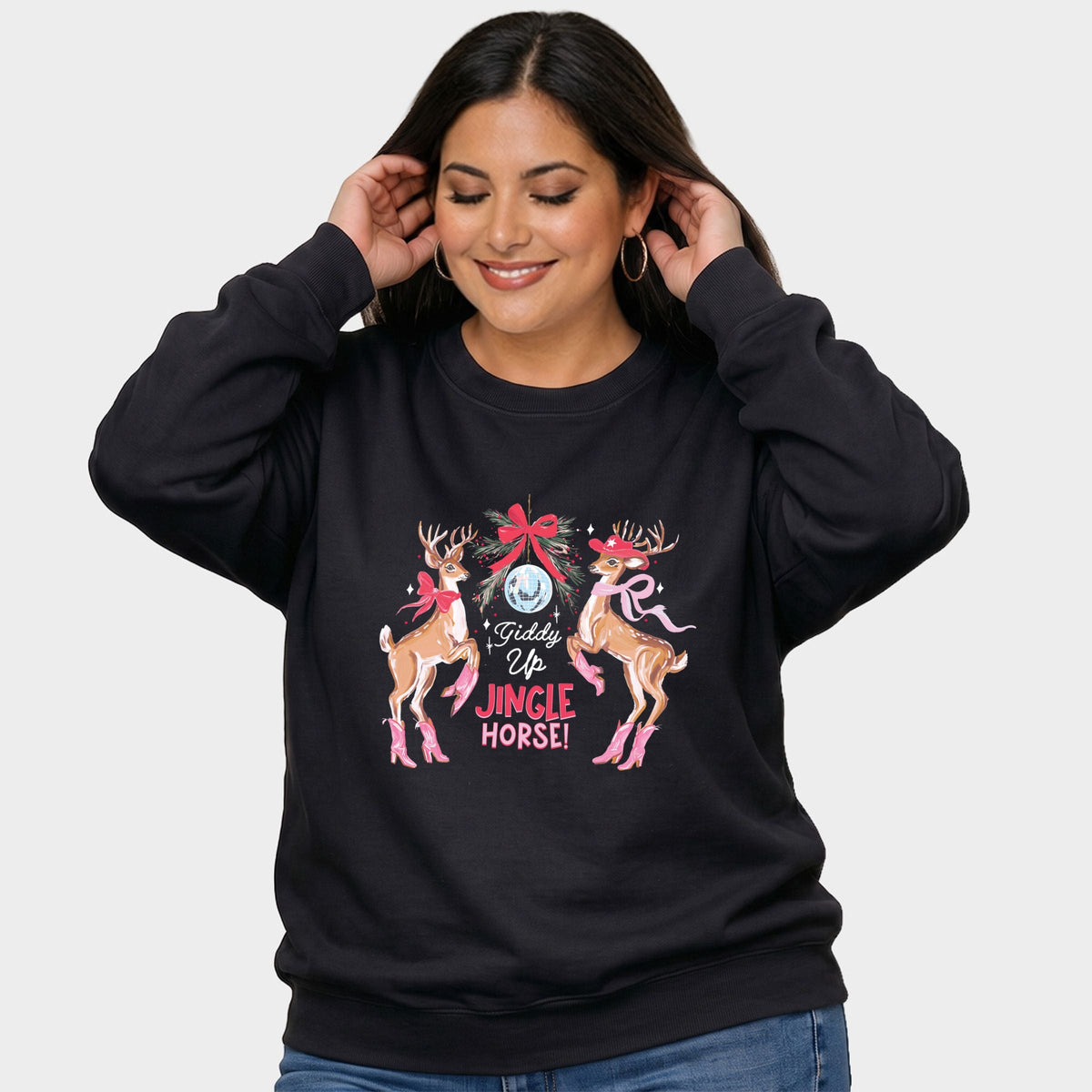 Giddy Up Jingle Horse Reindeer - Women's Plus Sweatshirt