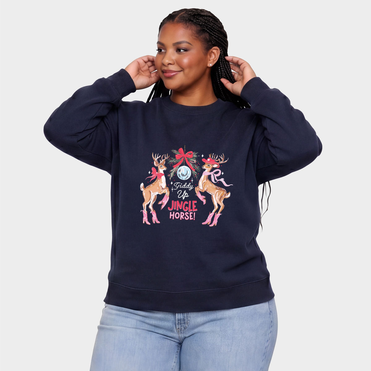 Giddy Up Jingle Horse Reindeer - Women's Plus Sweatshirt