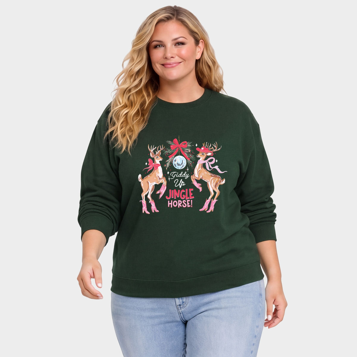 Giddy Up Jingle Horse Reindeer - Women's Plus Sweatshirt