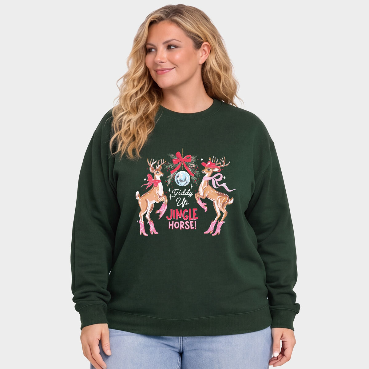 Giddy Up Jingle Horse Reindeer - Women's Plus Sweatshirt
