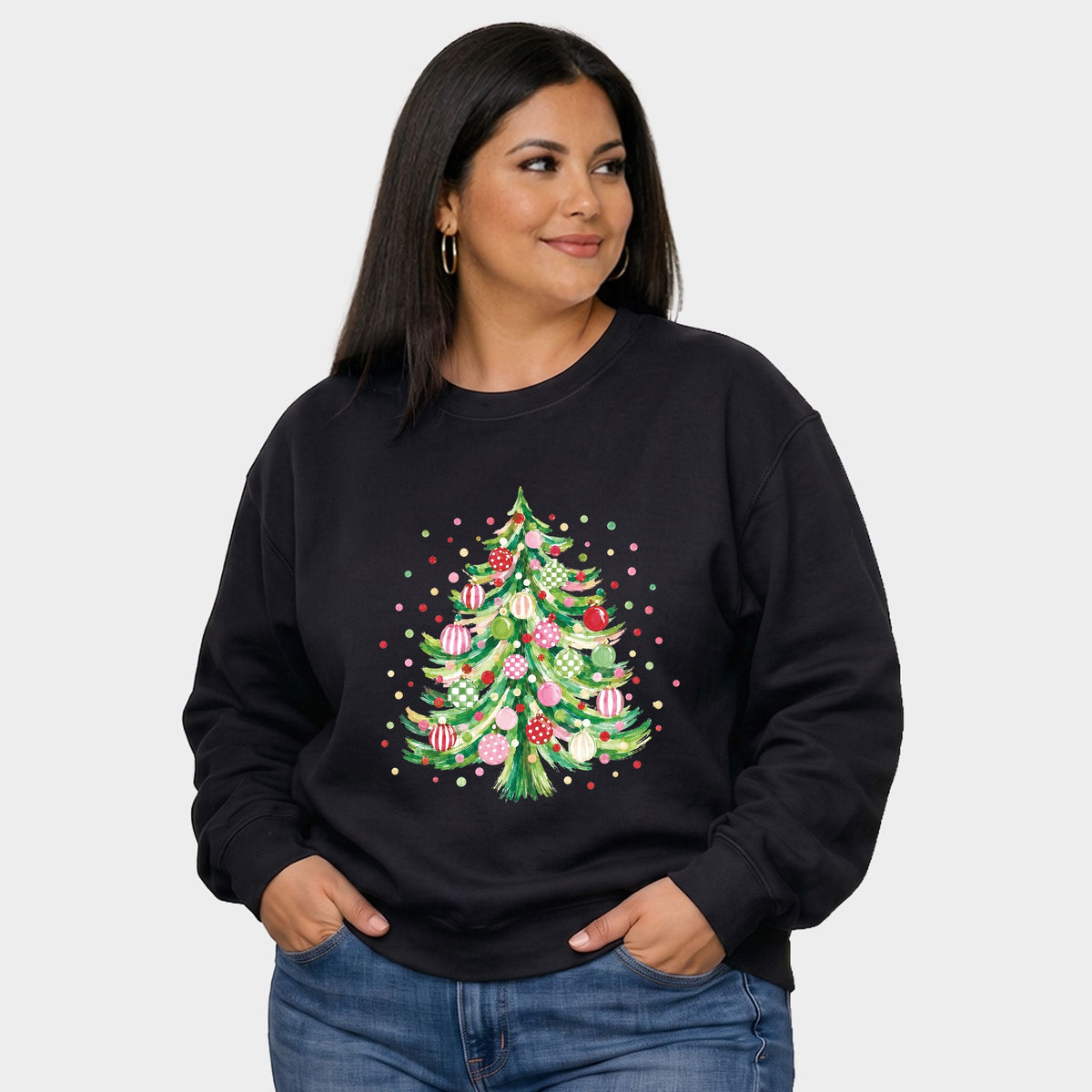 Christmas Tree Polka Dots - Women's Plus Sweatshirt
