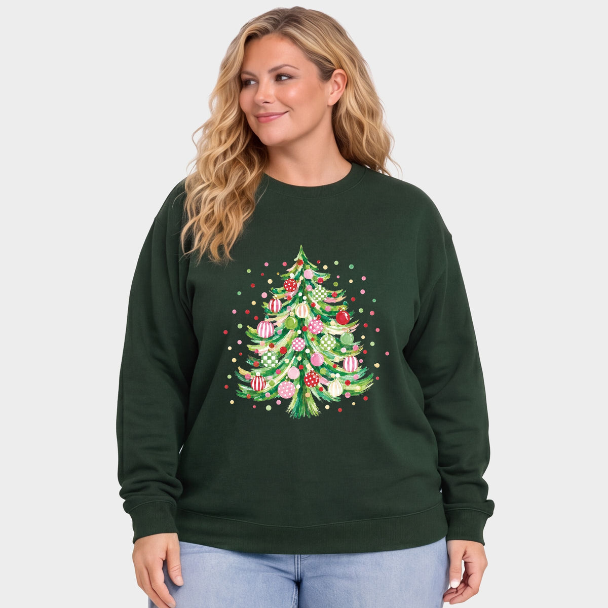 Christmas Tree Polka Dots - Women's Plus Sweatshirt