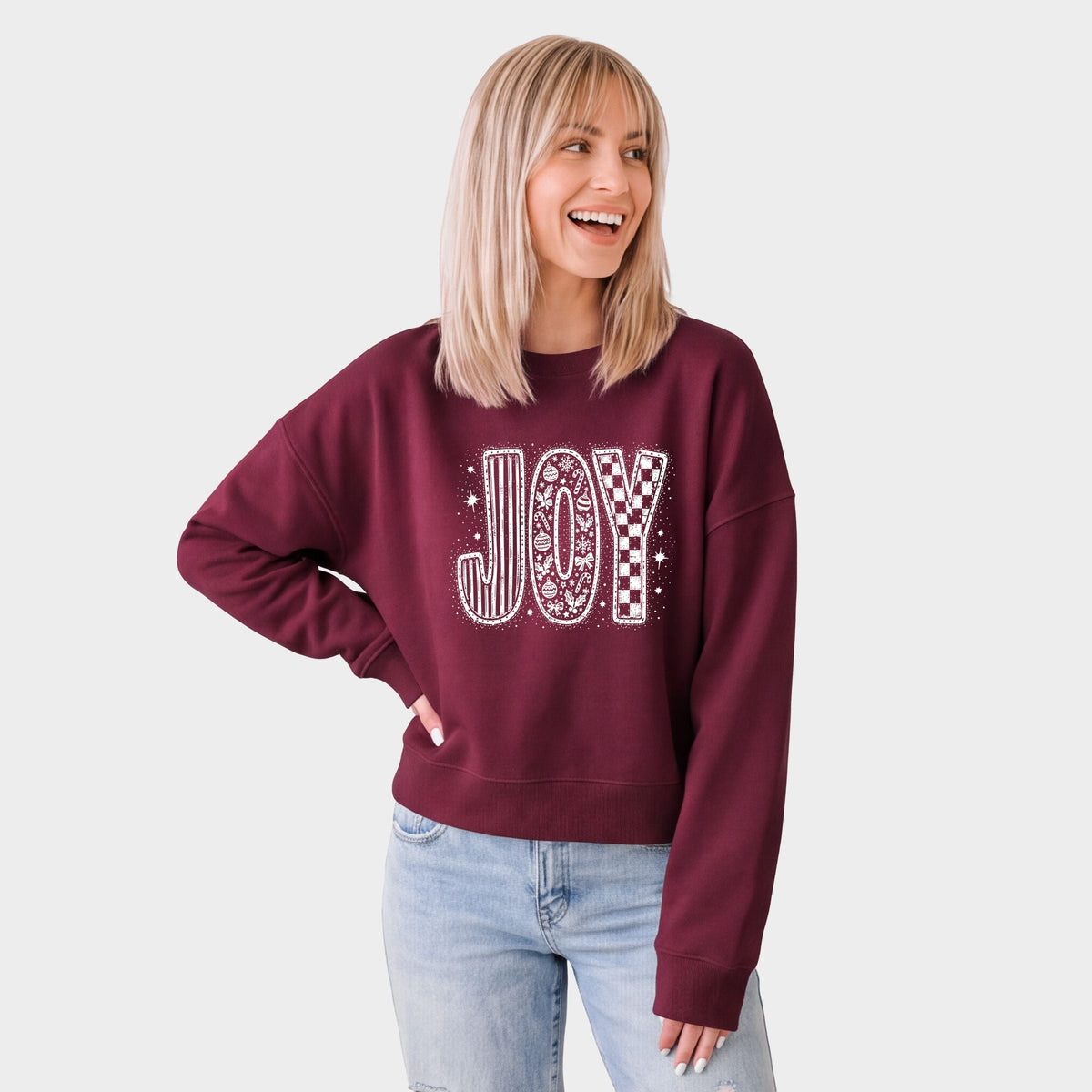 Joy Checkered - Women's Cropped Sweatshirt