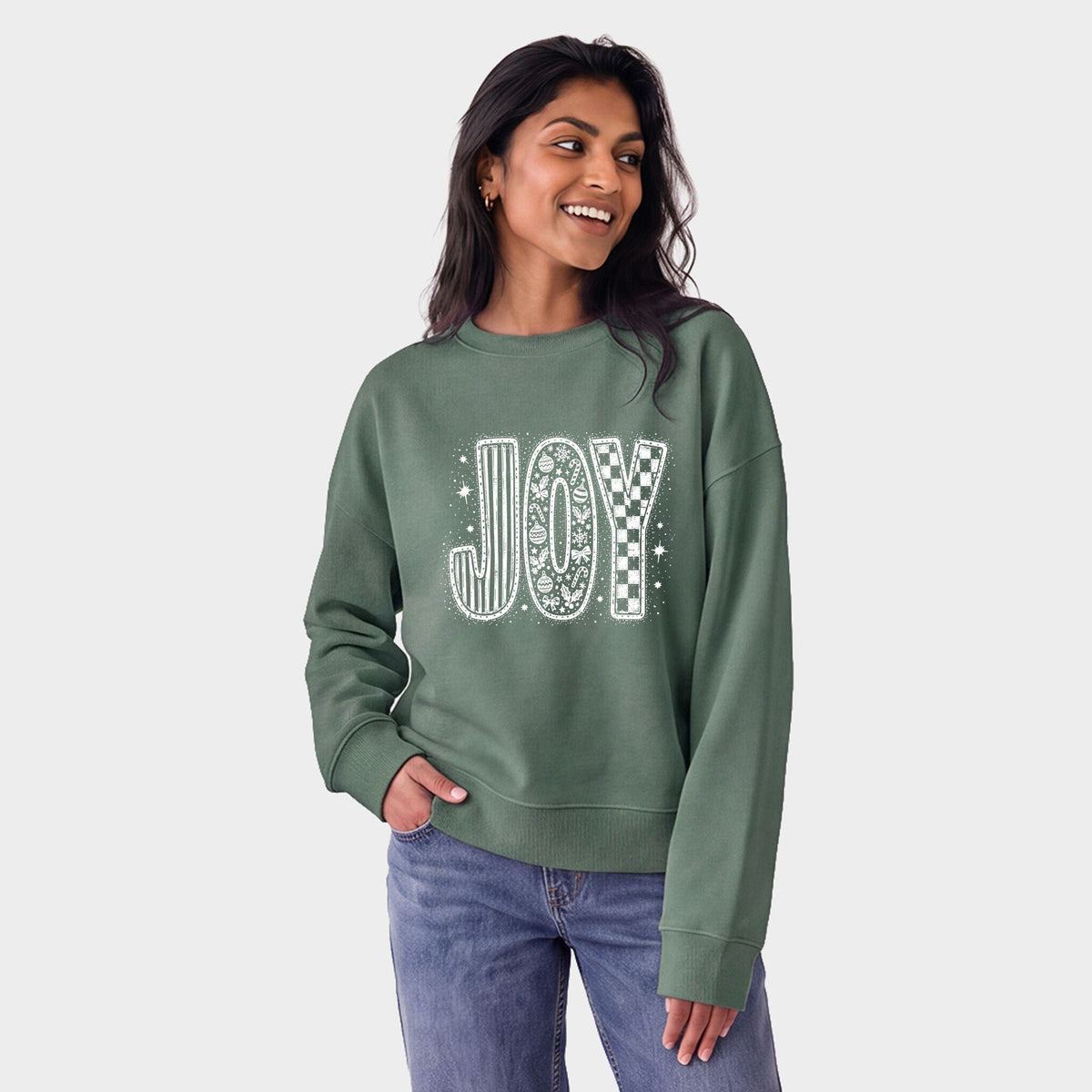 Joy Checkered - Women's Cropped Sweatshirt