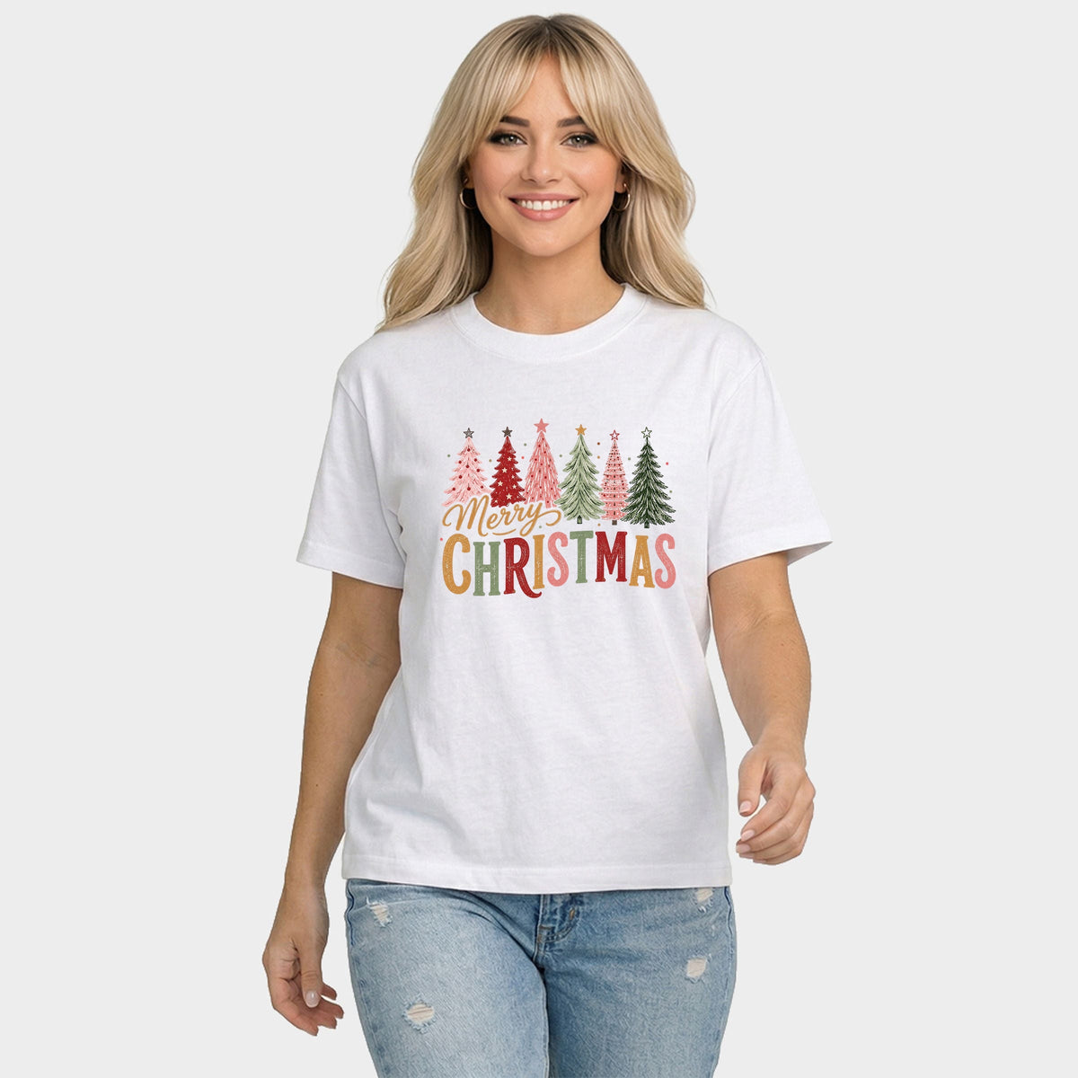 Merry Christmas Six Trees - Women's Relaxed Boxy Tee
