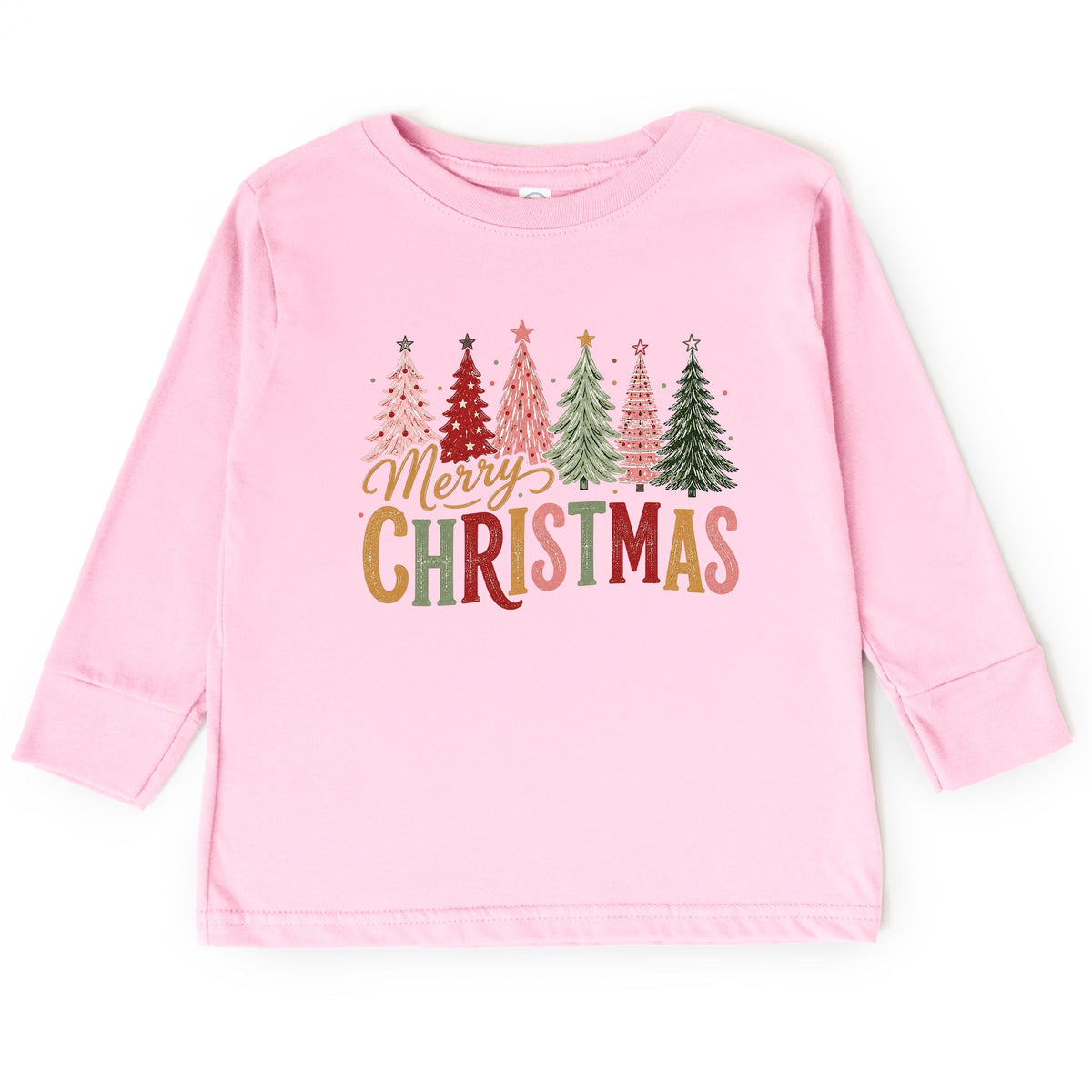 Merry Christmas Six Trees - Toddler Long Sleeve Graphic Tee