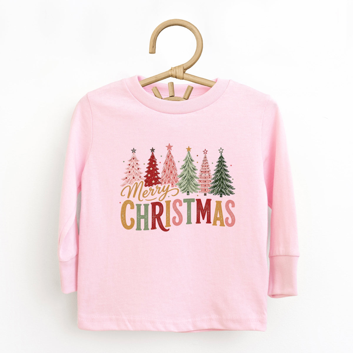 Merry Christmas Six Trees - Toddler Long Sleeve Graphic Tee