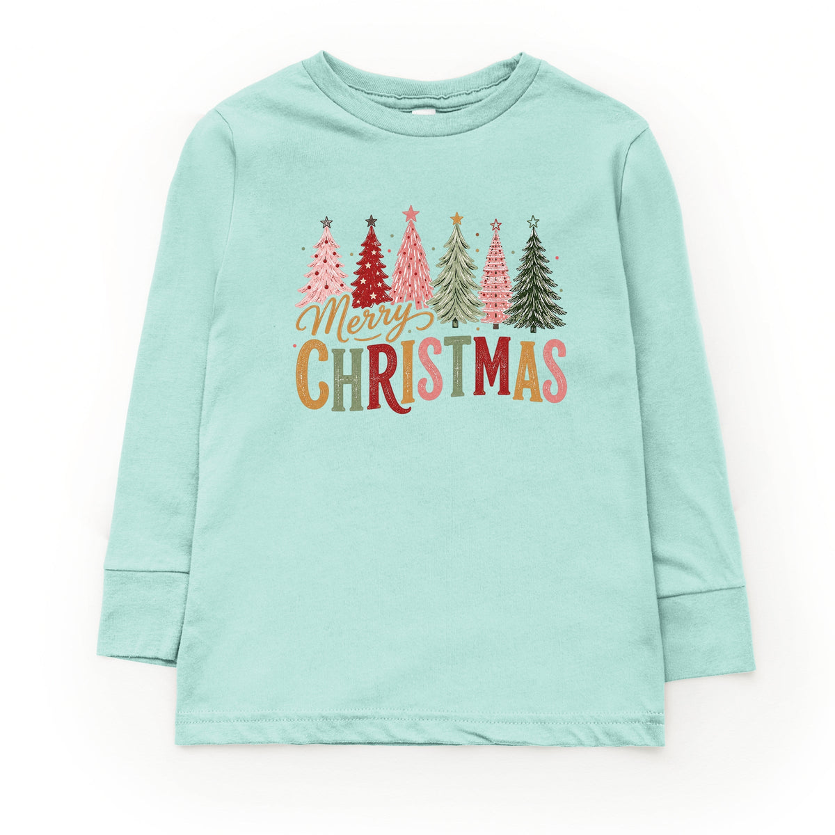 Merry Christmas Six Trees - Youth Long Sleeve Graphic T-Shirt
