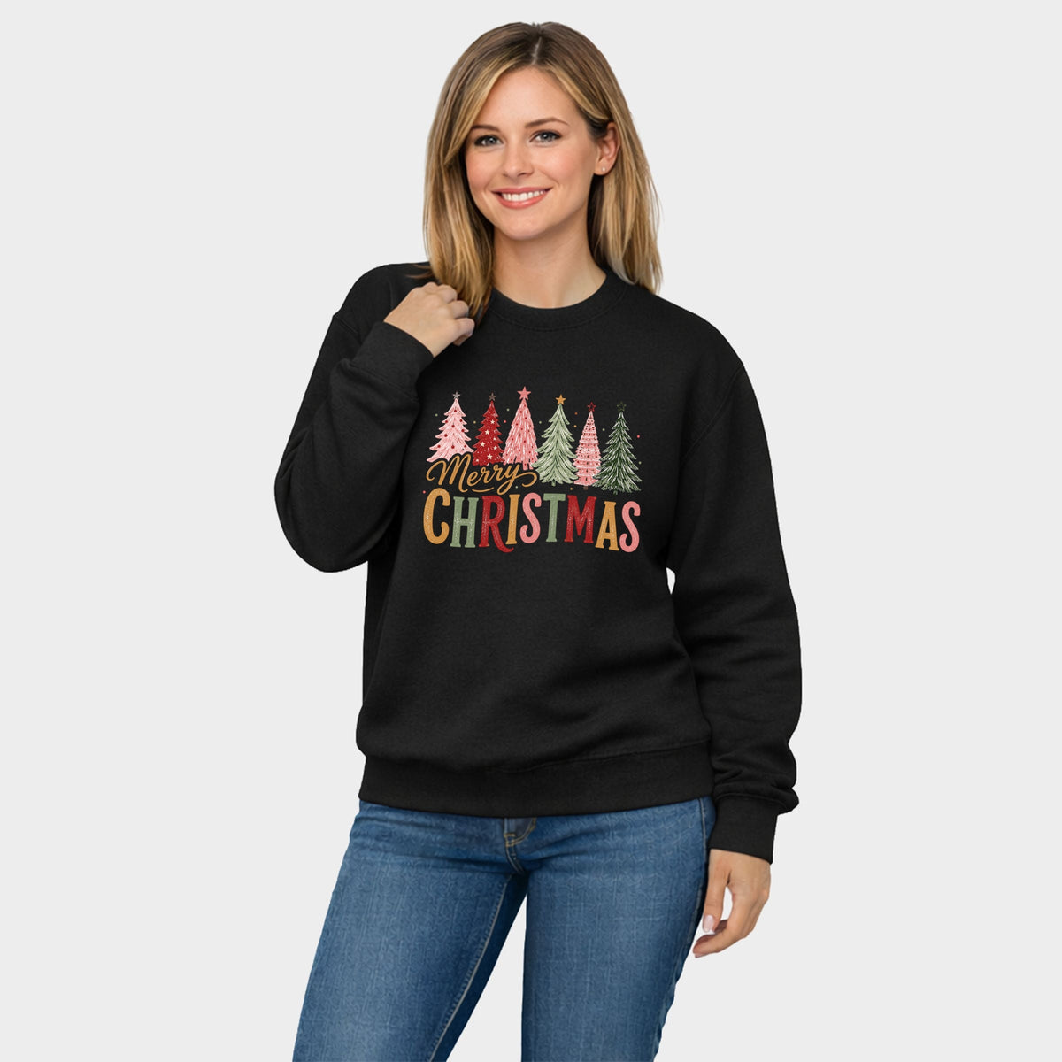 Merry Christmas Six Trees - Women's Graphic Sweatshirt