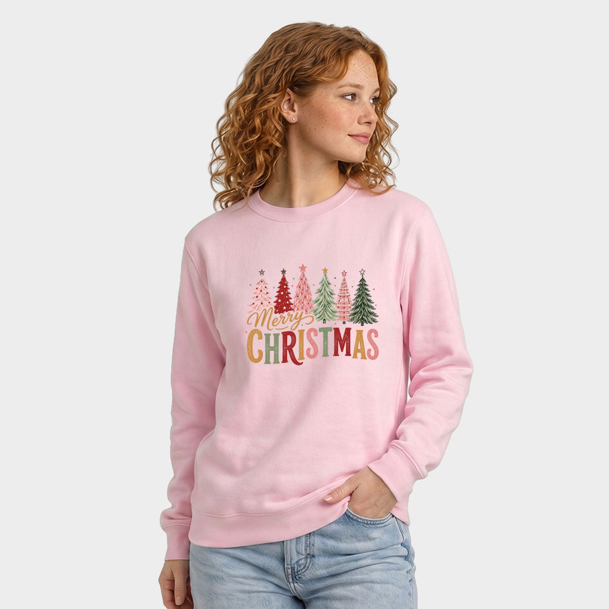 Merry Christmas Six Trees - Women's Graphic Sweatshirt