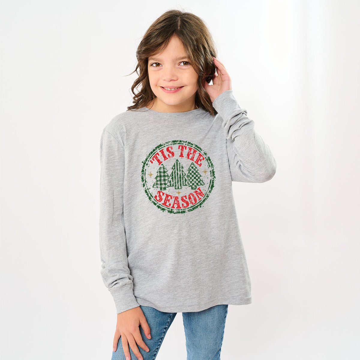 Tis The Season Circle - Youth Long Sleeve Graphic T-Shirt