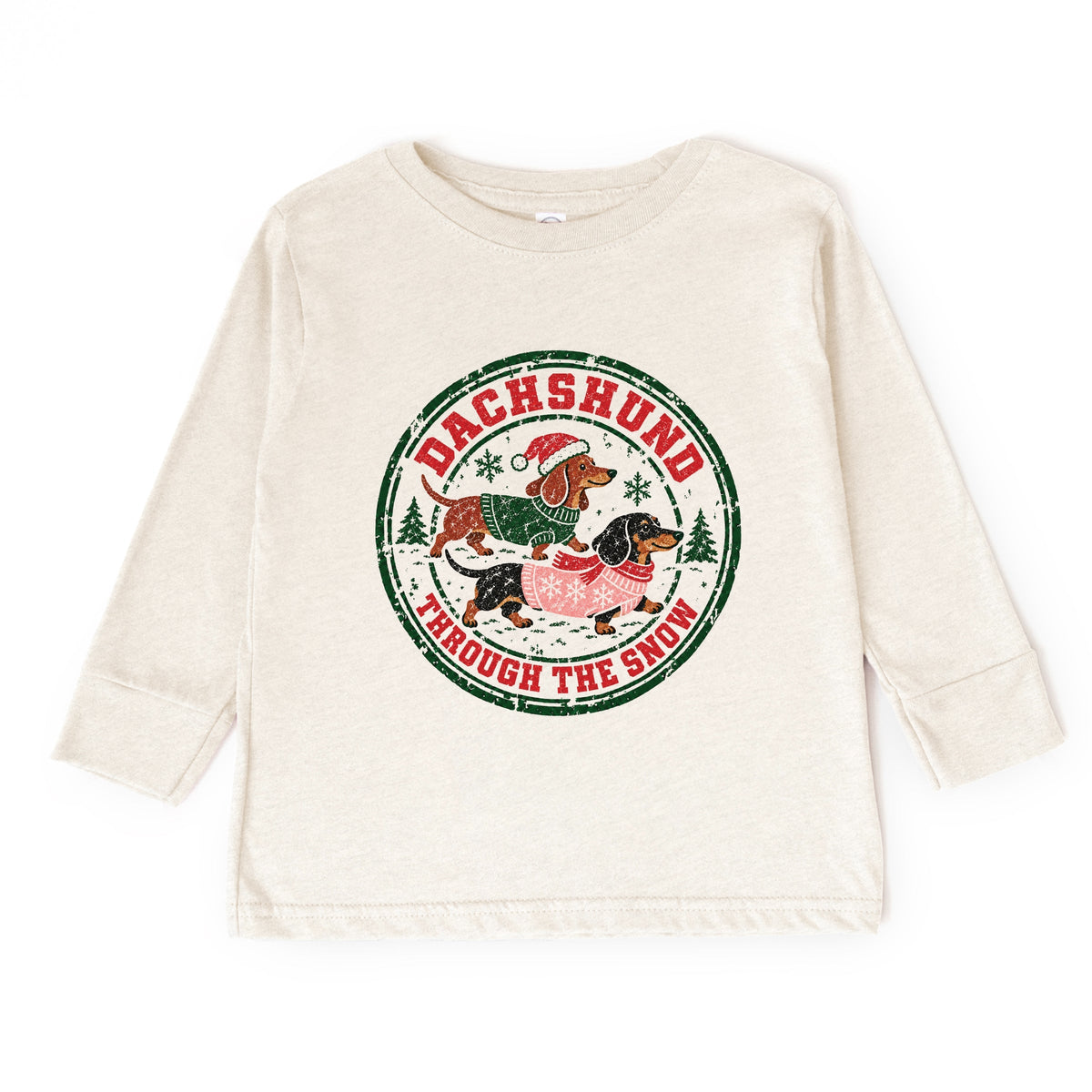 Dachshund Through The Snow - Toddler Long Sleeve Graphic Tee