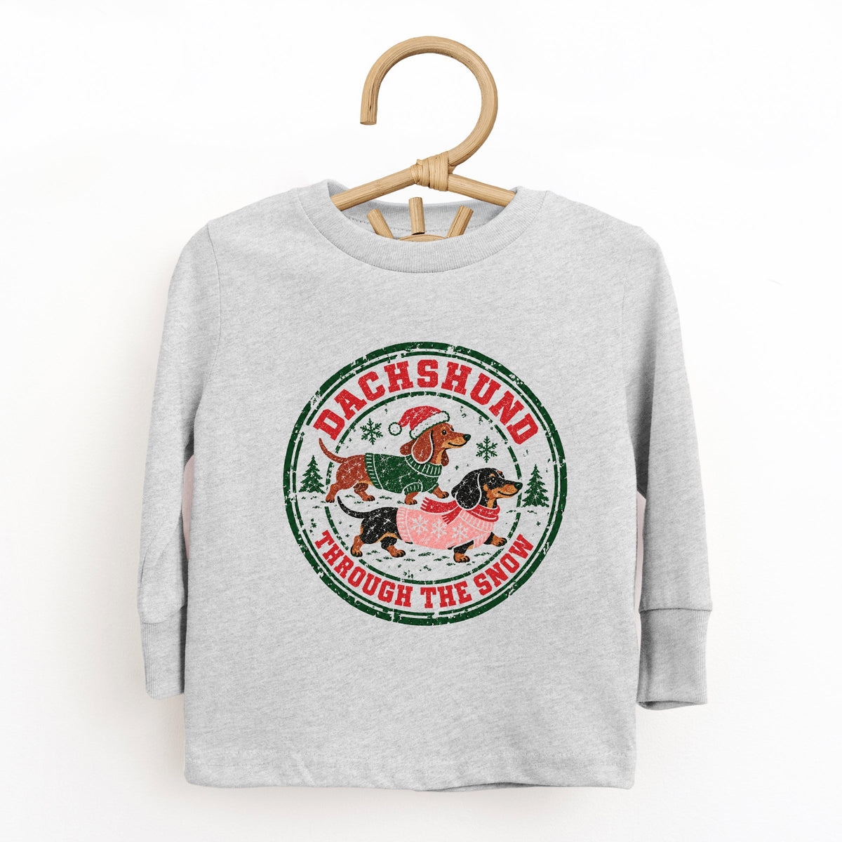 Dachshund Through The Snow - Toddler Long Sleeve Graphic Tee