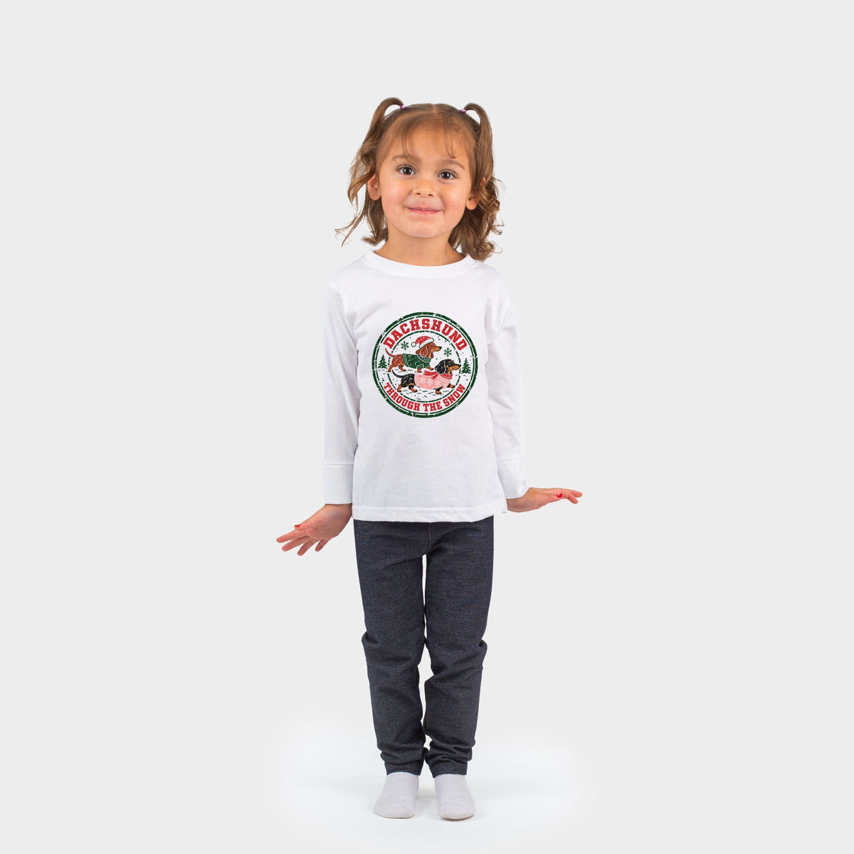 Dachshund Through The Snow - Toddler Long Sleeve Graphic Tee