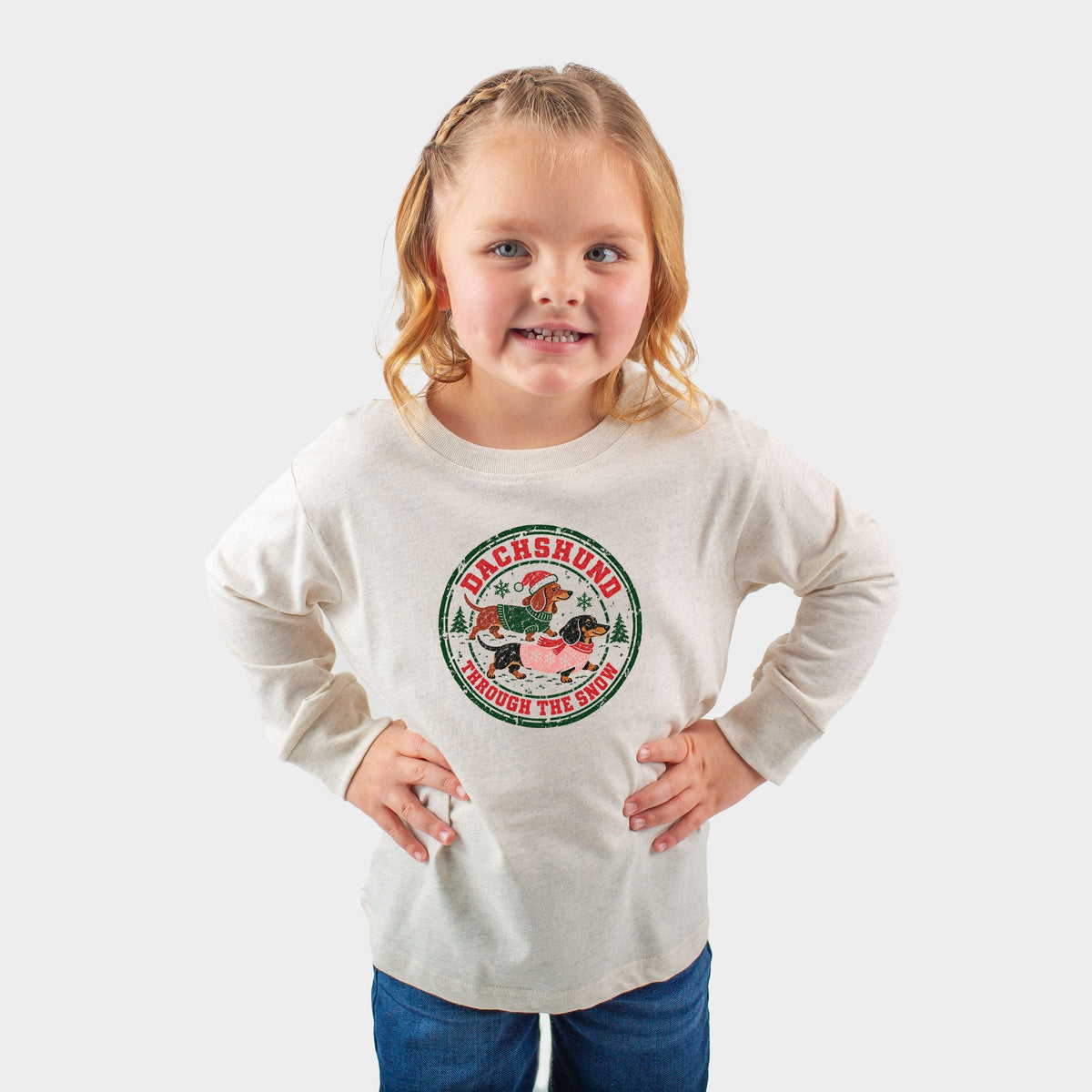 Dachshund Through The Snow - Toddler Long Sleeve Graphic Tee