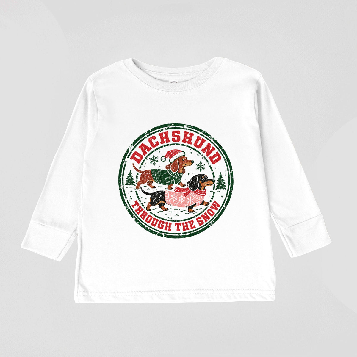 Dachshund Through The Snow - Toddler Long Sleeve Graphic Tee