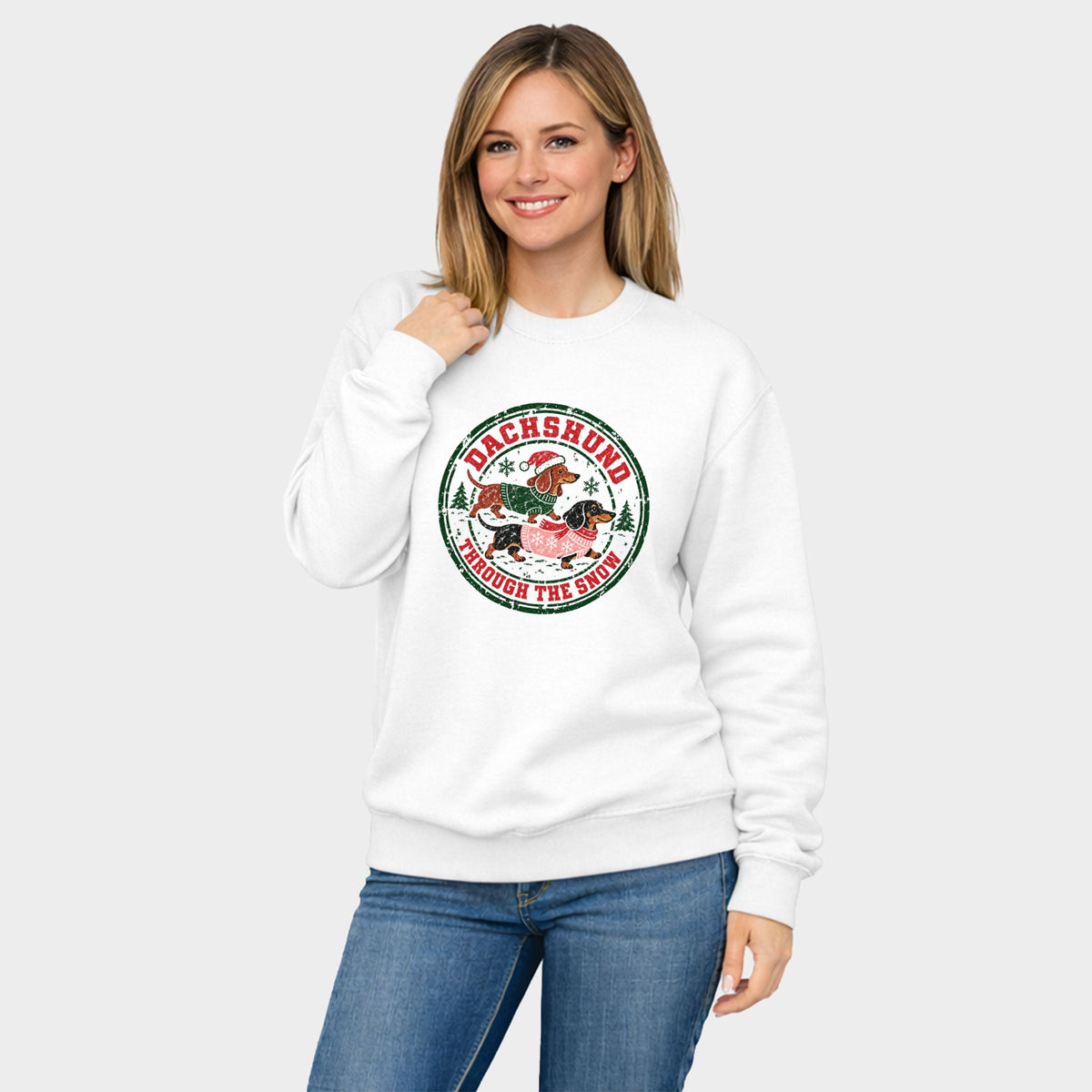 Dachshund Through The Snow - Women's Graphic Sweatshirt