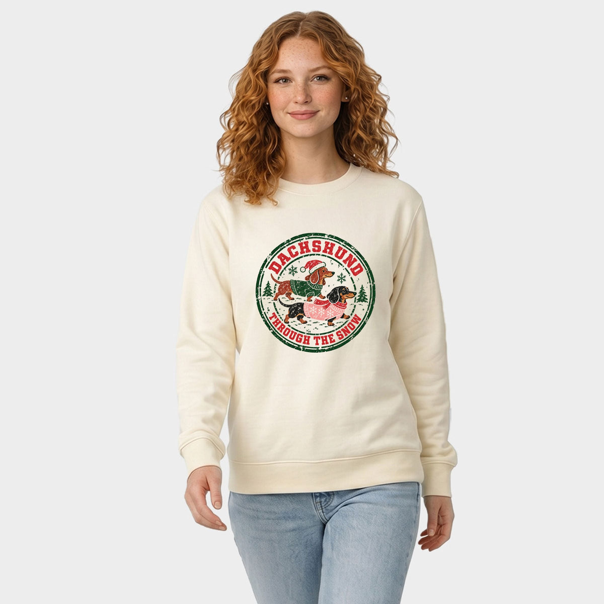 Dachshund Through The Snow - Women's Graphic Sweatshirt